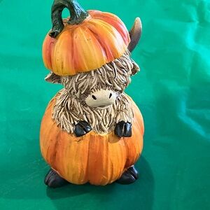 Cute Pumpkin Cow Figurine